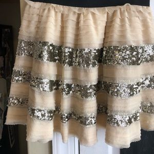 Free people cream and gold sequin skirt